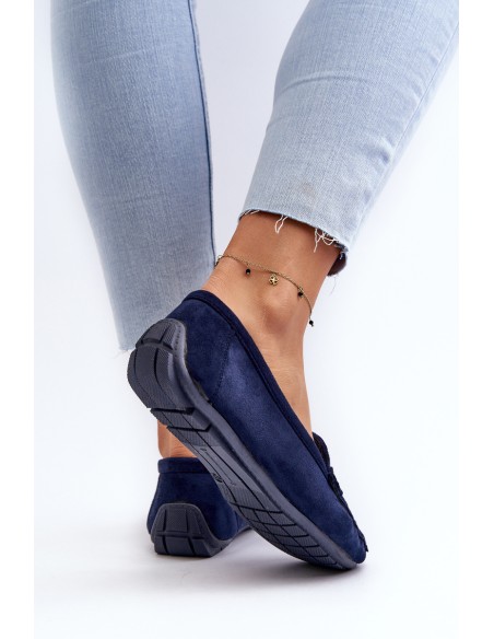 Women's Stylish Suede Moccasins Navy Blue Rabell