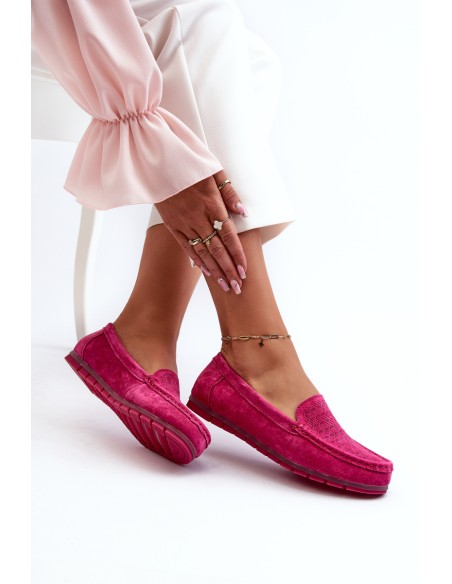 Pink Women's Suede Moccasins S.Barski LR755