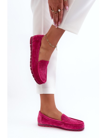 Pink Women's Suede Moccasins S.Barski LR755