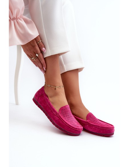 Pink Women's Suede Moccasins S.Barski LR755