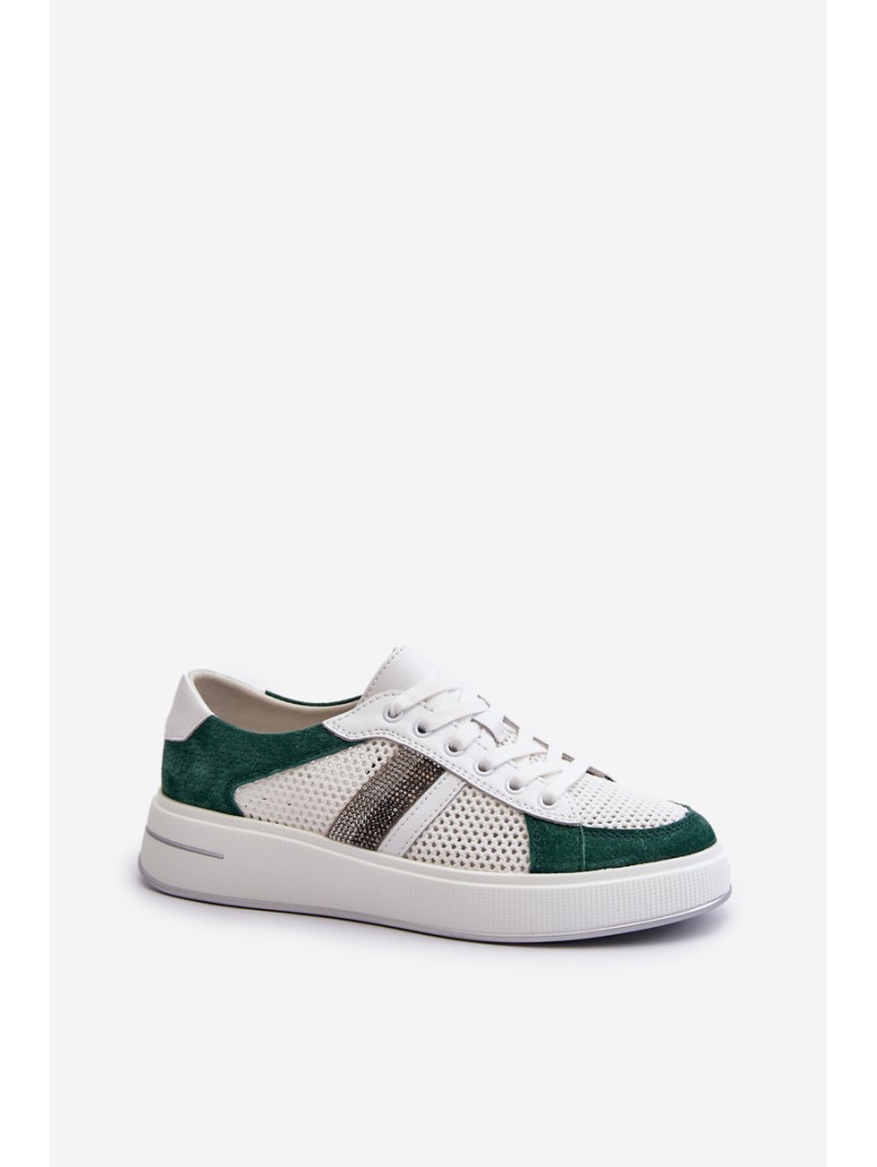 Women's Leather Sneakers D&A LR110 Green-White
