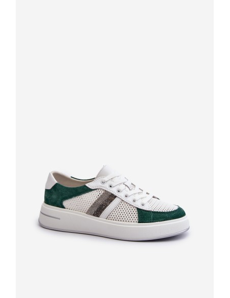 Women's Leather Sneakers D&A LR110 Green-White