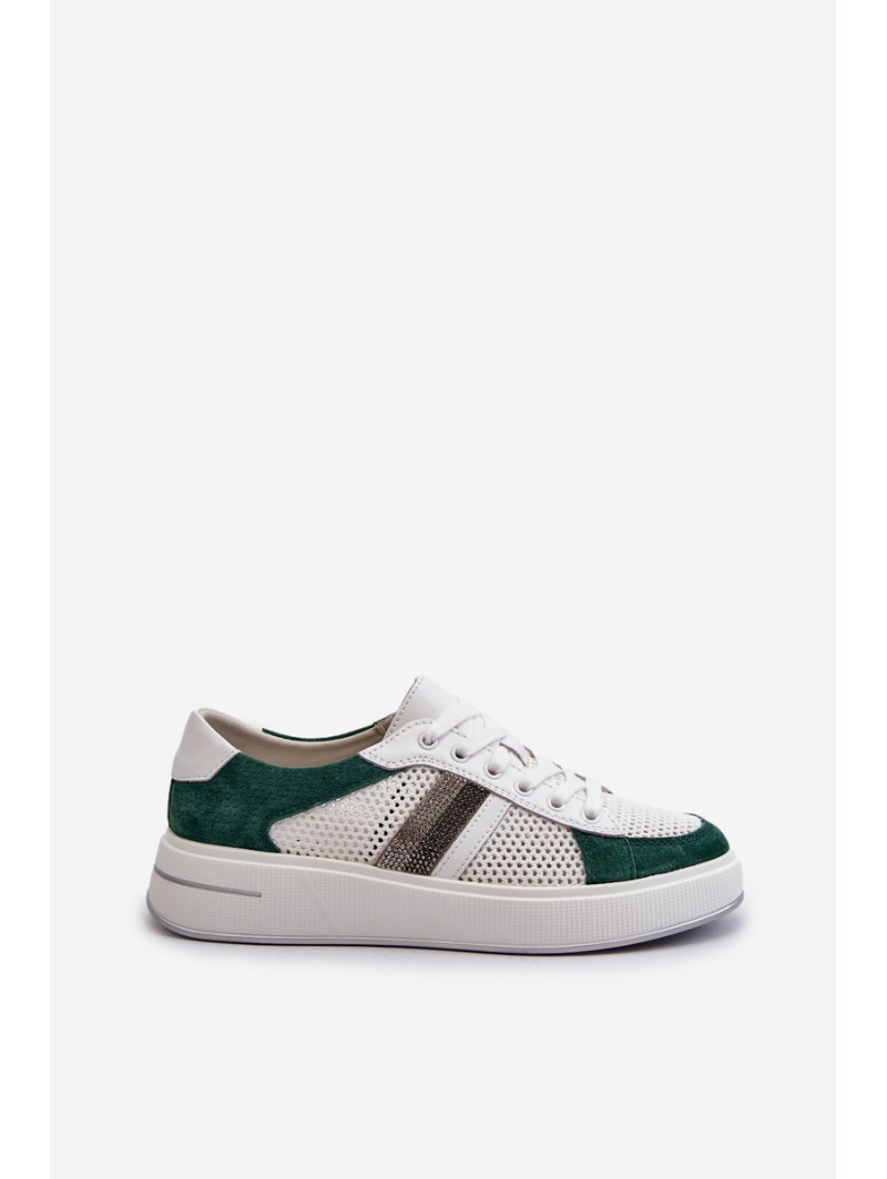 Women's Leather Sneakers D&A LR110 Green-White