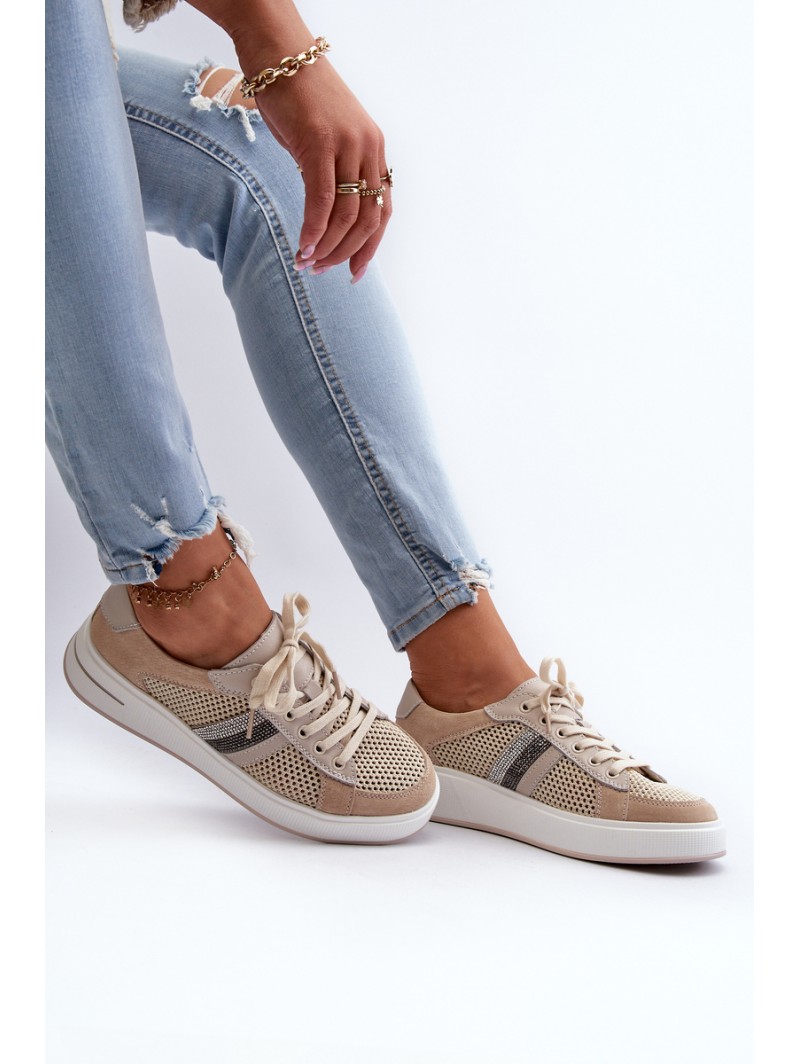 Women's Leather Sneakers D&A LR110 Beige