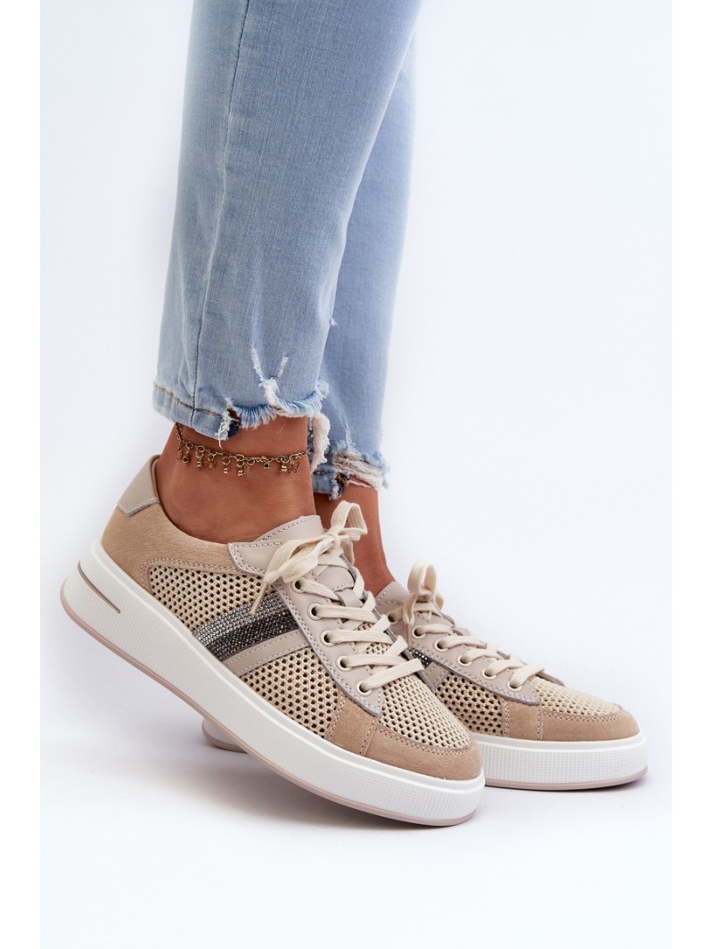 Women's Leather Sneakers D&A LR110 Beige