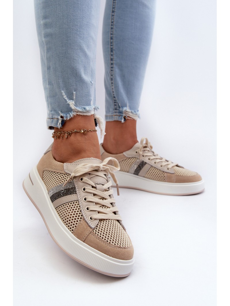 Women's Leather Sneakers D&A LR110 Beige