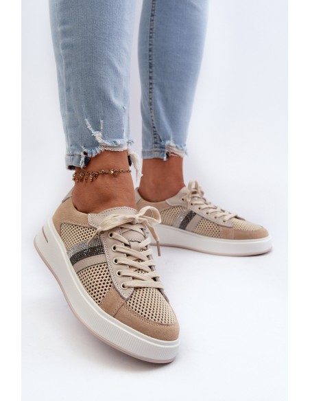 Women's Leather Sneakers D&A LR110 Beige