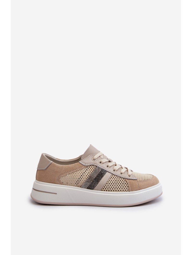 Women's Leather Sneakers D&A LR110 Beige