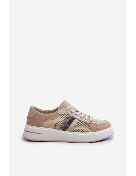 Women's Leather Sneakers D&A LR110 Beige