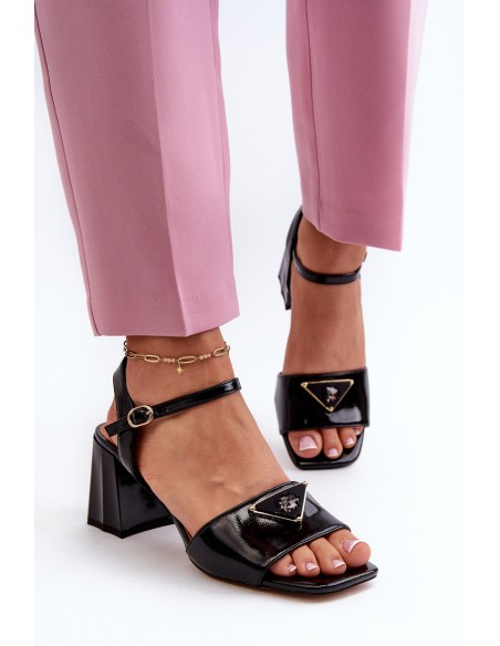 Elegant Black Patent Sandals with Heel D&A MR38-660