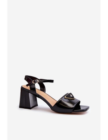 Elegant Black Patent Sandals with Heel D&A MR38-660