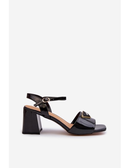 Elegant Black Patent Sandals with Heel D&A MR38-660