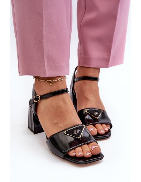 Elegant Black Patent Sandals with Heel D&A MR38-660