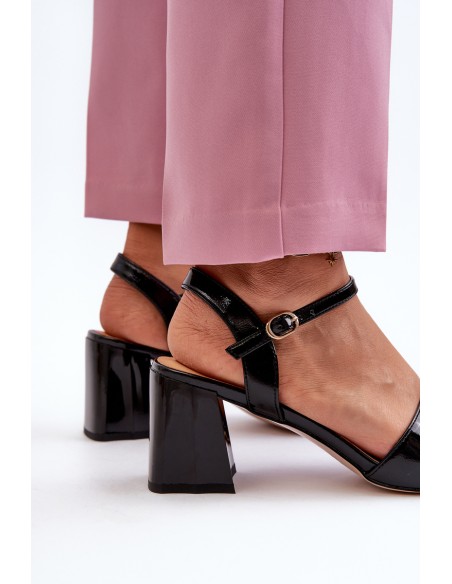 Elegant Black Patent Sandals with Heel D&A MR38-660