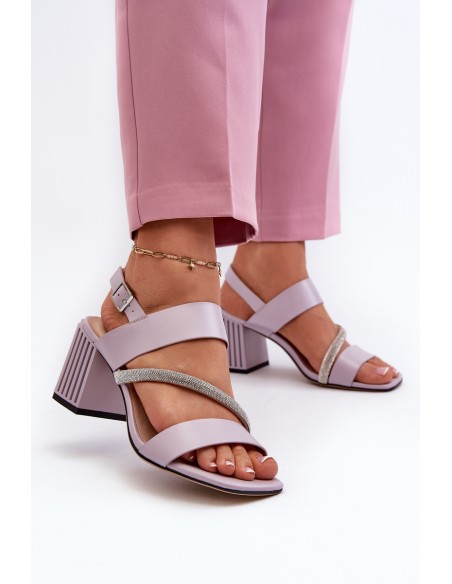Women's Elegant Sandals with Stiletto Heel Purple D&A MR38-549