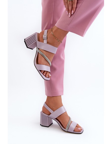 Women's Elegant Sandals with Stiletto Heel Purple D&A MR38-549