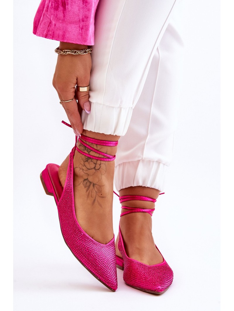 Tied Ballerinas With Rhinestones Fuchsia Mavis