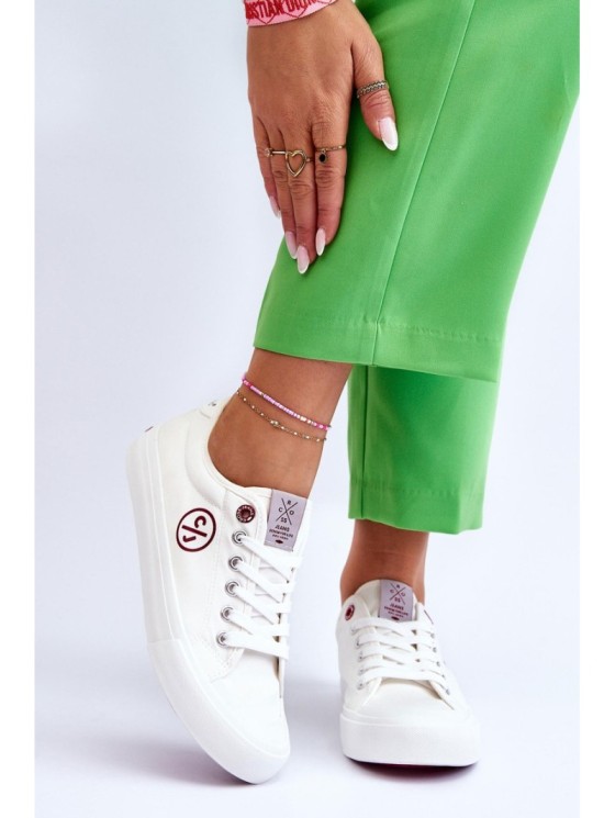 Women's Cross Jeans Fabric Sneakers LL2R4043 White 2