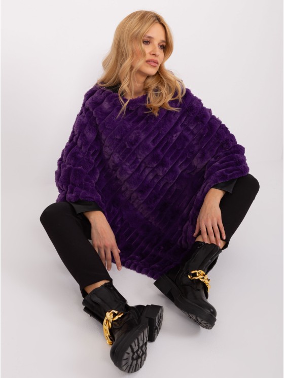 Poncho-AT-PN-2347.68-ciemny fioletowy