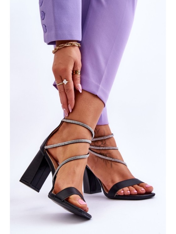 Fashionable Sandals With Zircons Black Carma 2