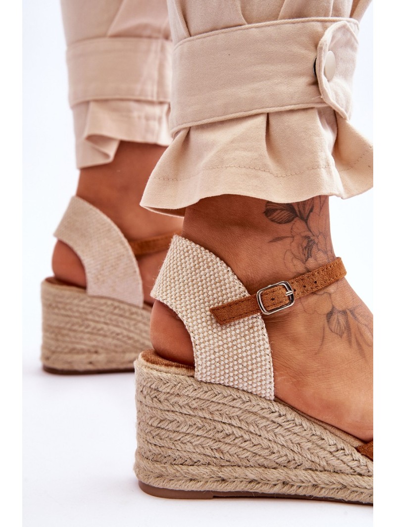 Suede Espadrilles Wedge Sandalai rusvas(a) Cammer