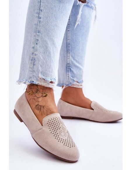 Zomšiniai Patogūs Loafers Beige Giovana