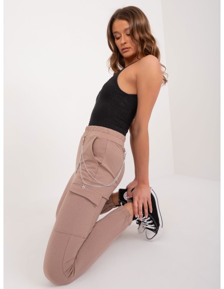 Spodnie dresowe-RV-DR-9604.27-ciemny bezowy