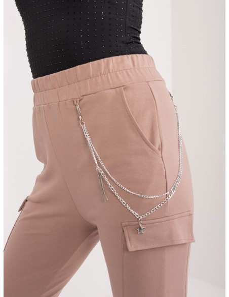 Spodnie dresowe-RV-DR-9604.27-ciemny bezowy