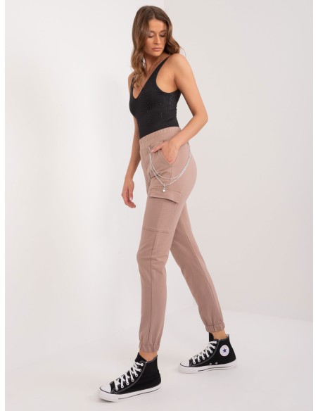 Spodnie dresowe-RV-DR-9604.27-ciemny bezowy