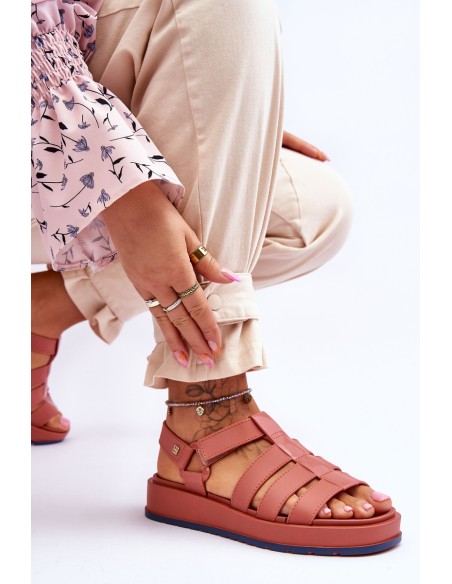 ZAXY moteriškos veganiškos Velcro sandalai JJ285016 Dusty Pink