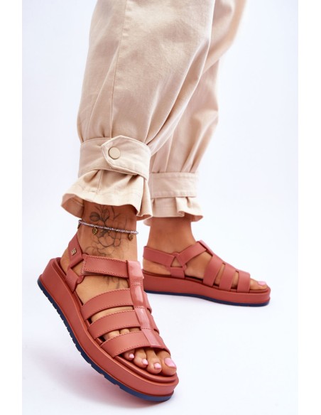 ZAXY moteriškos veganiškos Velcro sandalai JJ285016 Dusty Pink