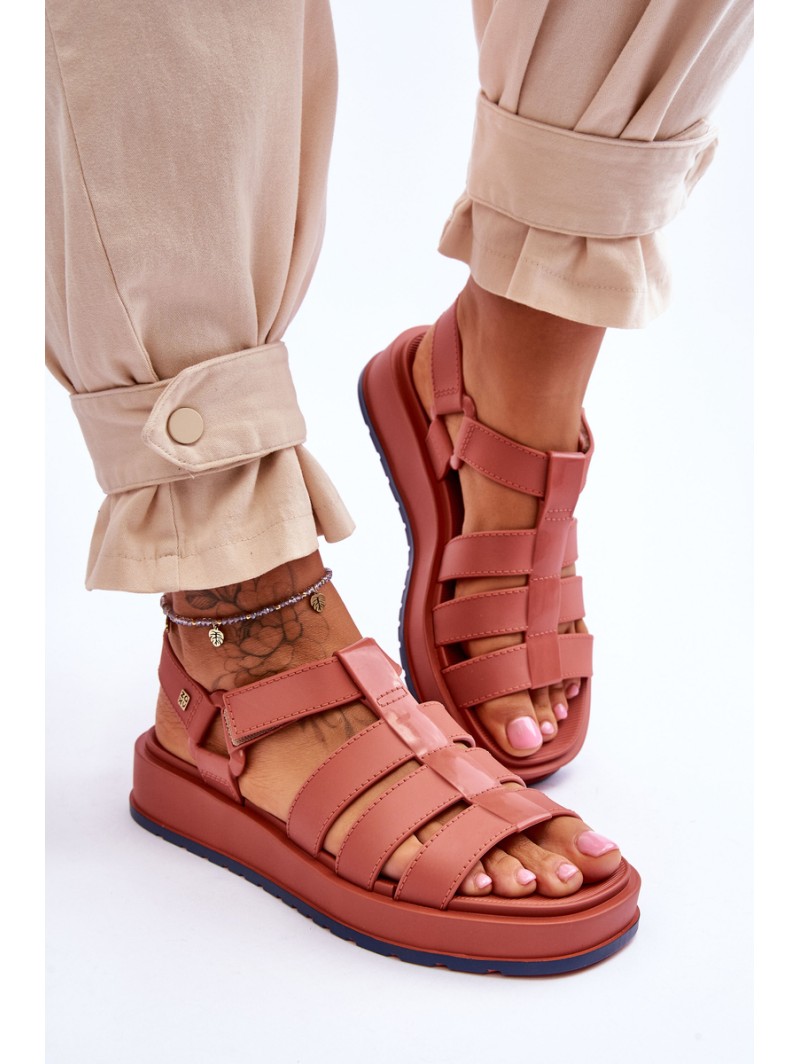 ZAXY moteriškos veganiškos Velcro sandalai JJ285016 Dusty Pink