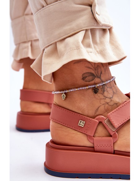 ZAXY moteriškos veganiškos Velcro sandalai JJ285016 Dusty Pink