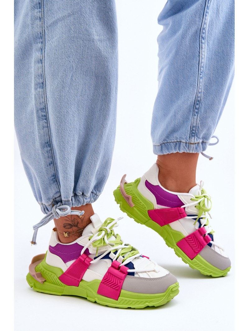 Women's Fashionable Lace-up Sports Shoes Green-Pink Chillout!