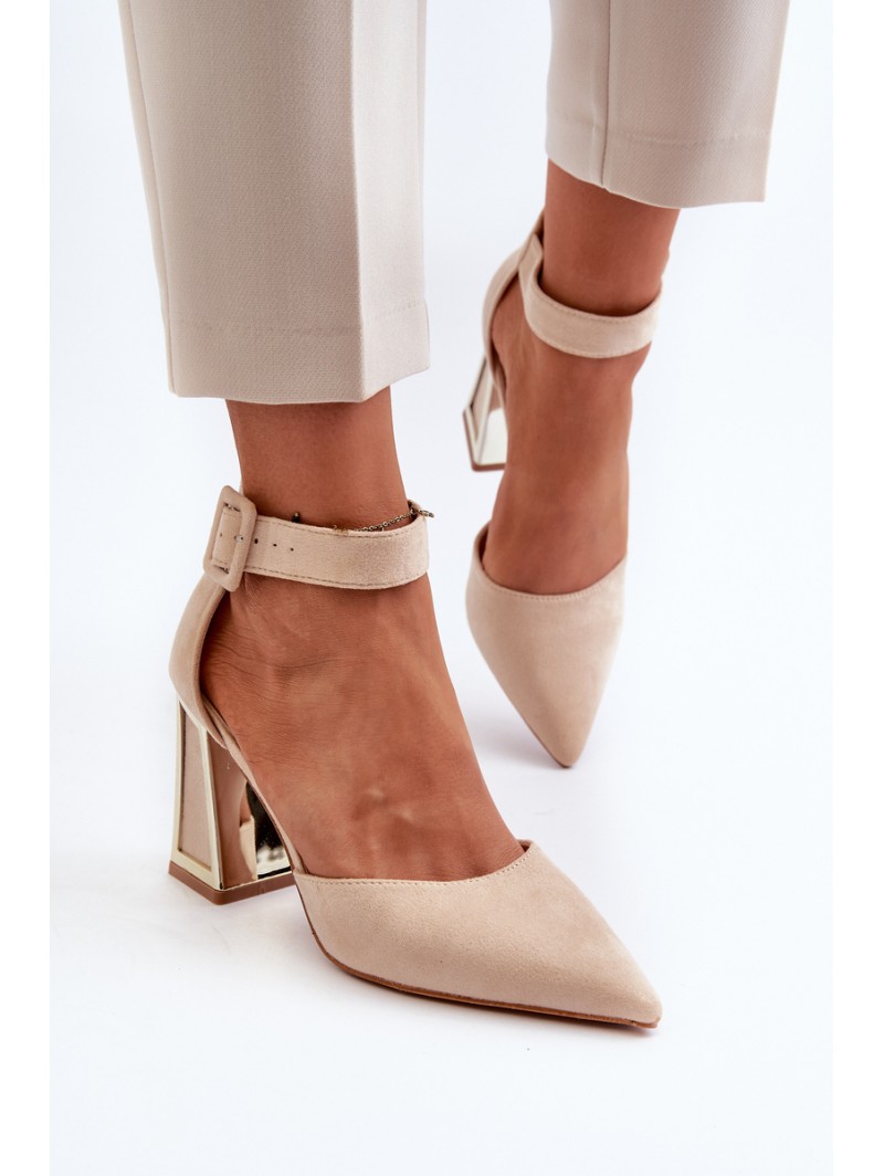 Beige Suede Pumps With Stiletto Heel Lodho