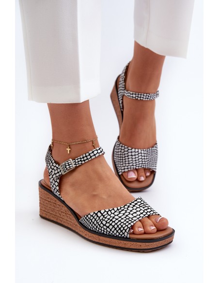 Women's Wedge Sandals Sergio Leone SK303 Black and White