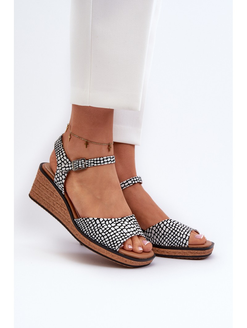 Women's Wedge Sandals Sergio Leone SK303 Black and White