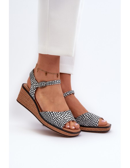 Women's Wedge Sandals Sergio Leone SK303 Black and White