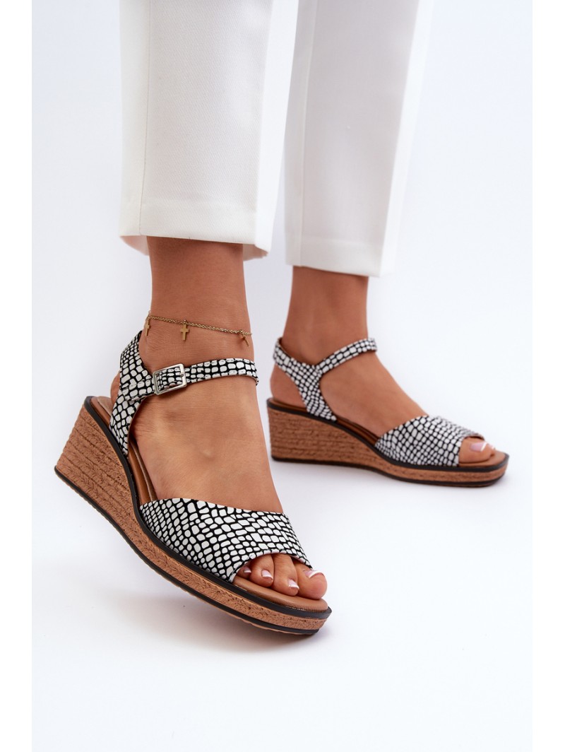 Women's Wedge Sandals Sergio Leone SK303 Black and White