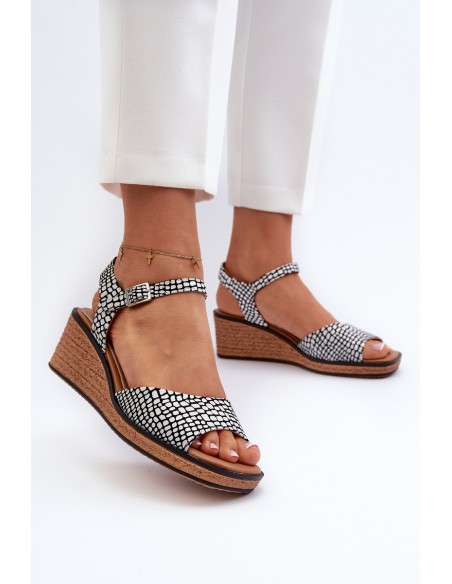 Women's Wedge Sandals Sergio Leone SK303 Black and White