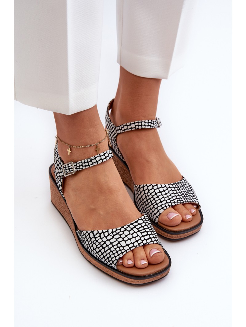 Women's Wedge Sandals Sergio Leone SK303 Black and White
