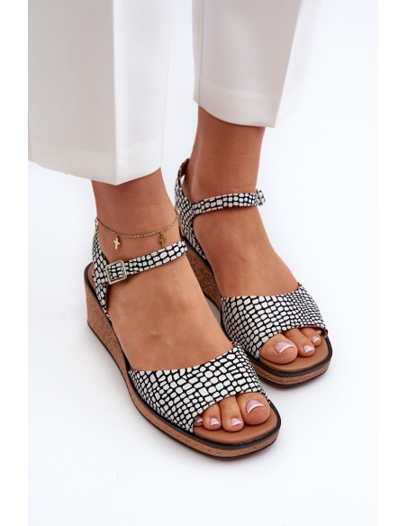 Women's Wedge Sandals Sergio Leone SK303 Black and White
