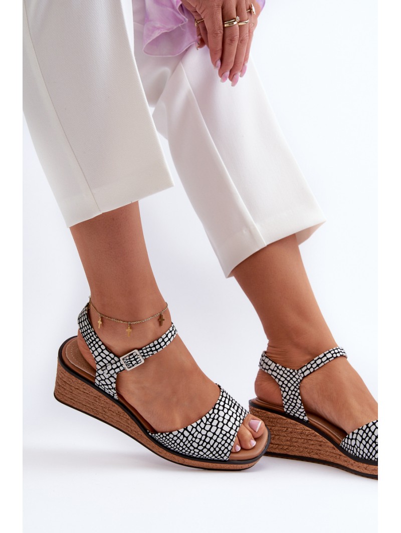 Women's Wedge Sandals Sergio Leone SK303 Black and White