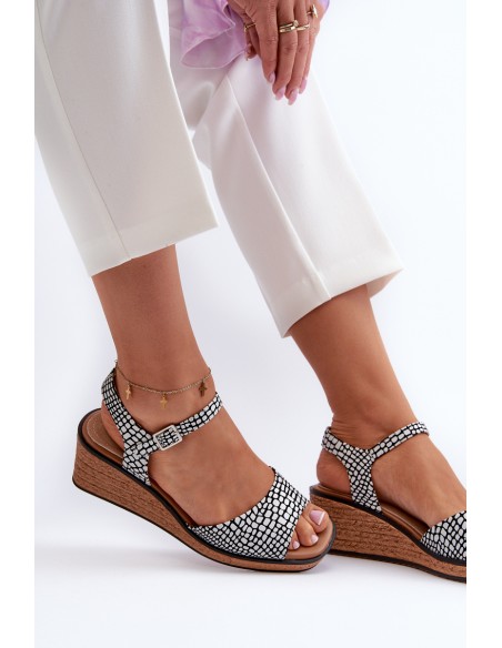 Women's Wedge Sandals Sergio Leone SK303 Black and White