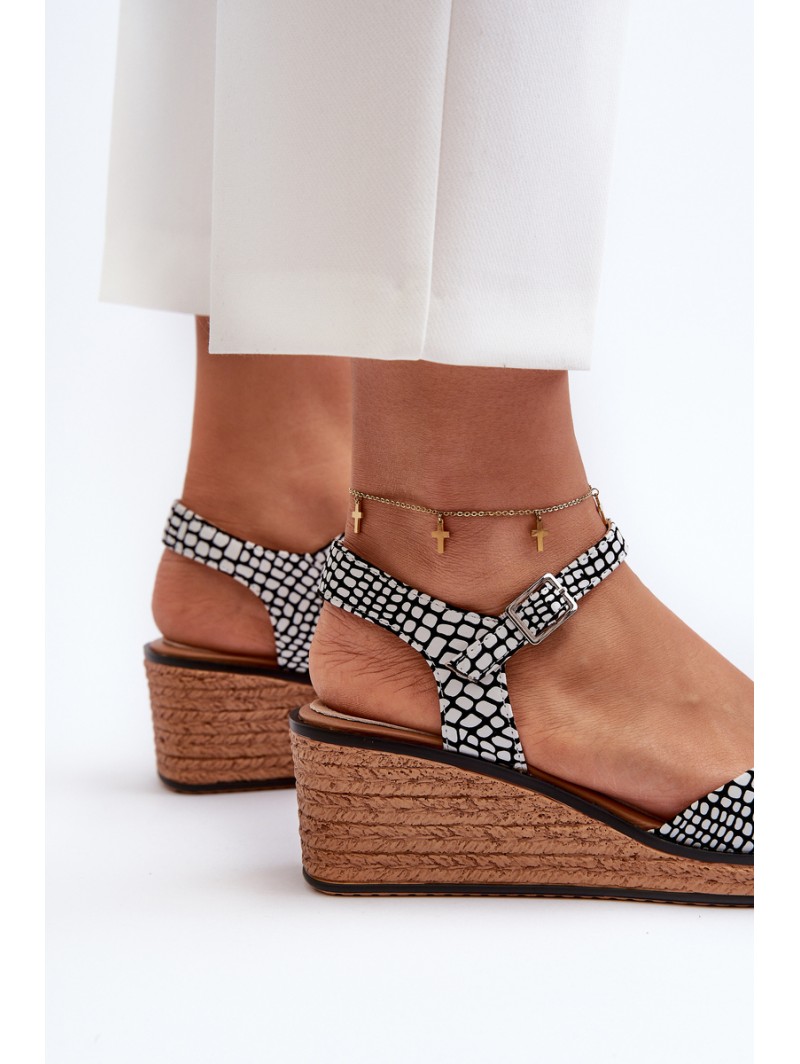 Women's Wedge Sandals Sergio Leone SK303 Black and White