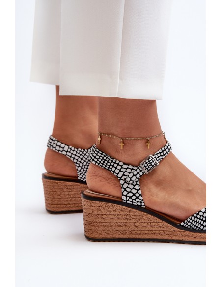 Women's Wedge Sandals Sergio Leone SK303 Black and White