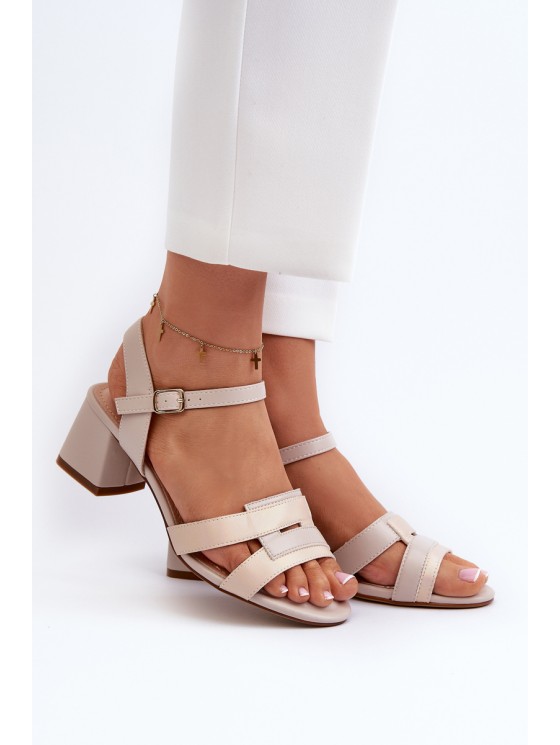 Women's High Heel Sandals in Faux Leather Sergio Leone SK894 Beige 2