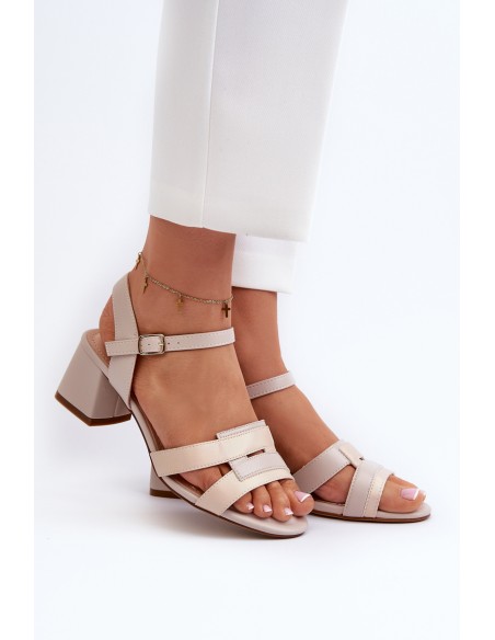 Women's High Heel Sandals in Faux Leather Sergio Leone SK894 Beige