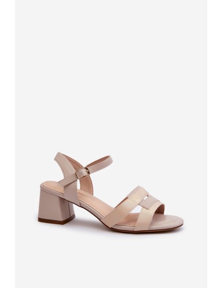 Women's High Heel Sandals in Faux Leather Sergio Leone SK894 Beige