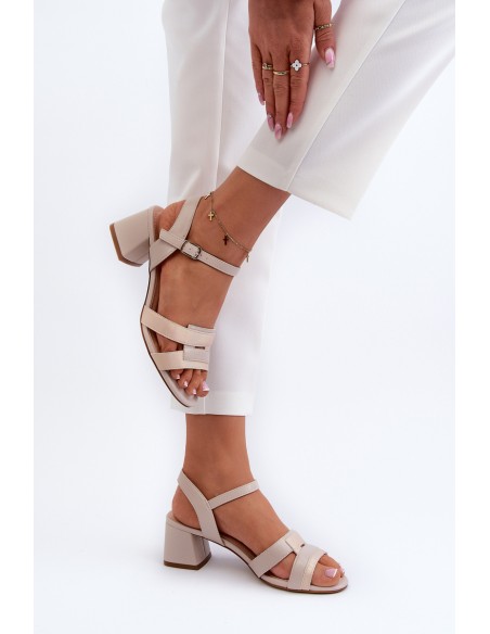 Women's High Heel Sandals in Faux Leather Sergio Leone SK894 Beige